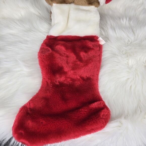 Vintage Smithy Plush Brown Teddy Bear Red Christmas Stocking 3D Head 21” - Picture 9 of 11